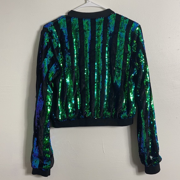 Women’s cropped sequin bomber jacket size medium - Picture 7 of 10